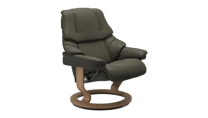 Stressless Reno with Classic Base in Paloma Dark Olive Leather